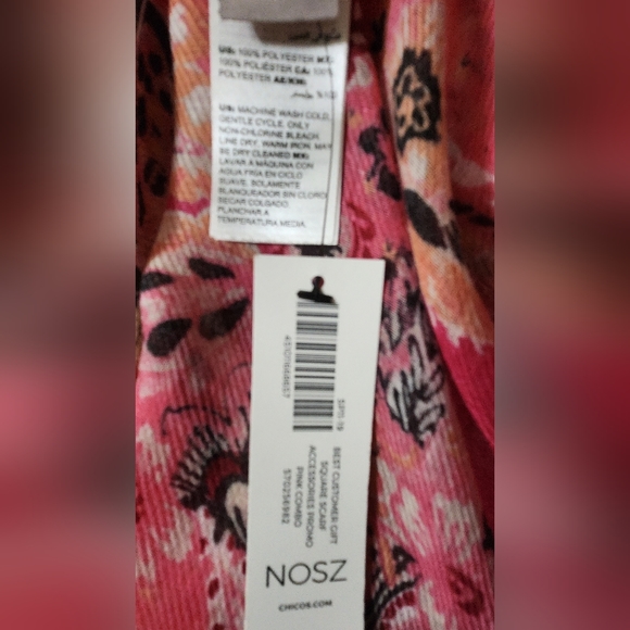 CHICOS Pink combo paisley square scarf. New with tags - Picture 13 of 14